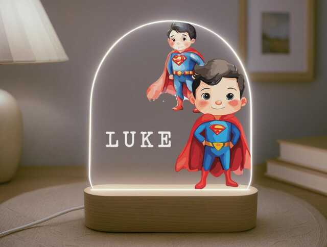 Personalised Night Light Superhero- Child's Birthday Gift - Superhero Bedroom Decor Boy - image 1