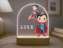 Personalised Night Light Superhero- Child's Birthday Gift - Superhero Bedroom Decor Boy - thumbnail 1