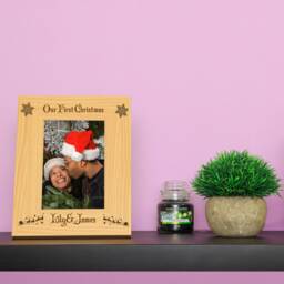 Personalised Engraved Our First Christmas Wooden Photo Frame - Family Xmas Picture Siblings Cousins - thumbnail 2