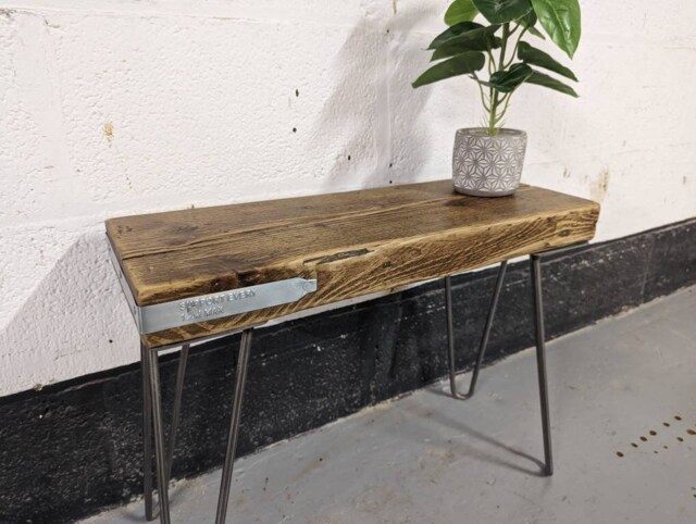Chunky Rustic Side Tables, With Steel Hairpin Legs - Chunky Reclaimed Wood - image 1