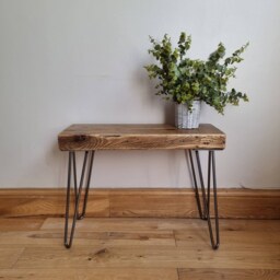 Chunky Rustic Side Tables, With Steel Hairpin Legs - Chunky Reclaimed Wood - thumbnail 2