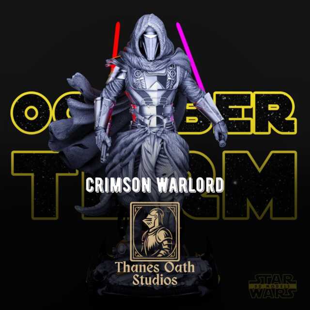 Crimson Warlord - Dark Lord Sci-Fi Mythic Horror Darth Revan Resin Figure 16K - image 1