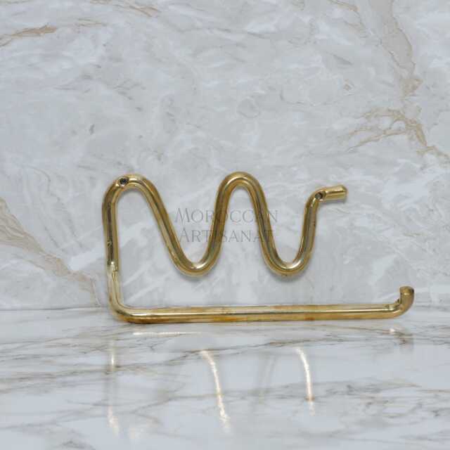 Handmade Brass Toilet Paper Holder Wavy Wall Mount, Rustic Bathroom Decor - image 1