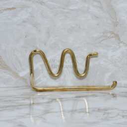 Handmade Brass Toilet Paper Holder Wavy Wall Mount, Rustic Bathroom Decor - thumbnail 1