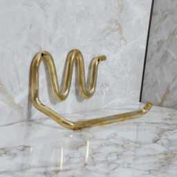 Handmade Brass Toilet Paper Holder Wavy Wall Mount, Rustic Bathroom Decor - thumbnail 3
