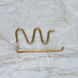 Handmade Brass Toilet Paper Holder Wavy Wall Mount, Rustic Bathroom Decor - thumbnail 2