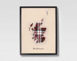 Clan Macdonald Scottish Tartan Map - Of Scotland Family Wall Decor, Ready To Hang - thumbnail 1