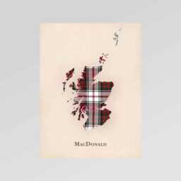 Clan Macdonald Scottish Tartan Map - Of Scotland Family Wall Decor, Ready To Hang - thumbnail 2