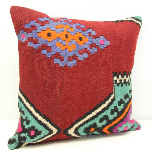Handmade Kilim Pillow Cover 20x20, Retro Oriental Cushion - image 1