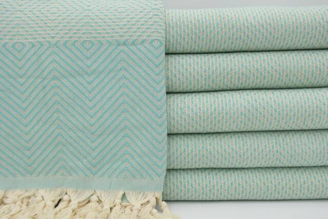 Mint Green Blanket, Turkish Bedspread, Cotton Blanket, Home Decor, Beach Throw, Turkish Blanket, Bed Cover, 75x91, Turkish Towel, B3-Dreamb - image 1