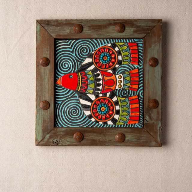 Peace Dove Mosaic Wall Art Stoneware, Jade & Reclaimed Walnut Frame - Made To Order - image 1