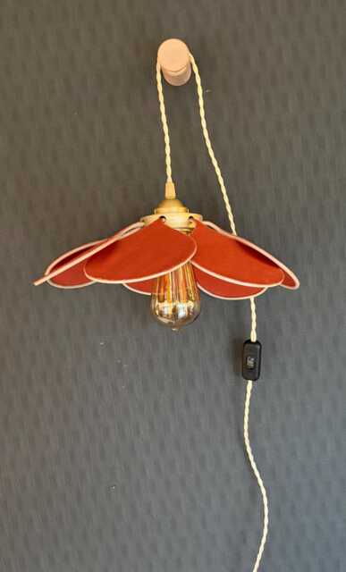 7-Petal Linen & Rattan Flower Lamp - Chandelier Wall Light Handcrafted - image 1