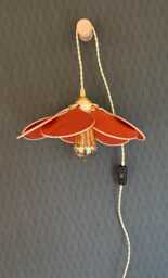 7-Petal Linen & Rattan Flower Lamp - Chandelier Wall Light Handcrafted - thumbnail 1