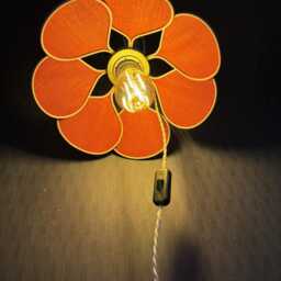 7-Petal Linen & Rattan Flower Lamp - Chandelier Wall Light Handcrafted - thumbnail 4