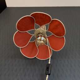 7-Petal Linen & Rattan Flower Lamp - Chandelier Wall Light Handcrafted - thumbnail 3