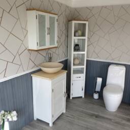 Cloakroom Bathroom Vanity Unit White Cream Marble Stone Wash Stand & Basin 308Pcm025cm - thumbnail 3