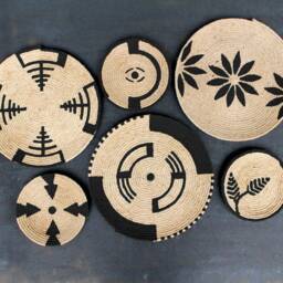 Handmade African Wall Basket Set Woven Boho Decor - thumbnail 3