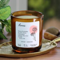 Personalised Birthday Gift - Birth Month Flower January Candle Custom Gift For Her Carnation - thumbnail 2
