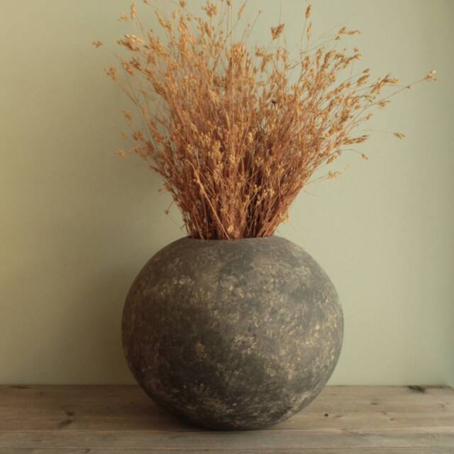 One Of A Kind Round Vase, Handmade Ceramic Decorative Gray Stoneware Home Decor Interior Art Vase - image 1