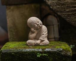 Mini Buddha 4 Inch/10 cm , Concrete Sculpture, Meditating Statue Figurine Sitting Garden Decor, Room Gift - thumbnail 1