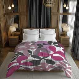 Funky Midcentury Modern Abstract Comforter, Maximalist Bedding For Eclectic Bedroom, Scandinavian Home Decor, Pink Shading #197