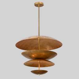Fountain Disc Brass Chandelier - Industrial Style, Indirect Lighting, 24