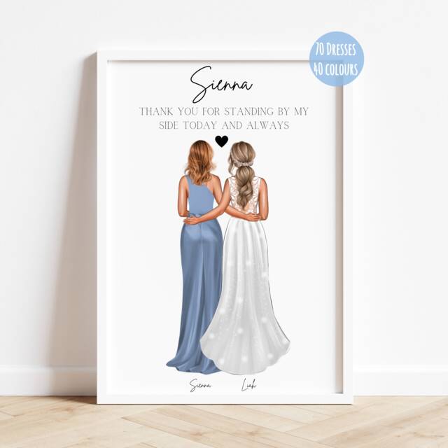 Personalised Bridesmaid Print, Gift For Bridesmaid, Maid Of Honour, Will You Be My Thank Gift, Wedding - image 1