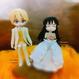 Custom Chibi Anime Wedding Cake Topper Handmade Figurines, Couple Bride & Groom, Centerpiece Decoration Love - thumbnail 2