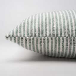 Woven Ticking Stripe Boudoir Cushion Cover in Hunter Green Nautical Stripes, Modern Design. 17x12 - thumbnail 2