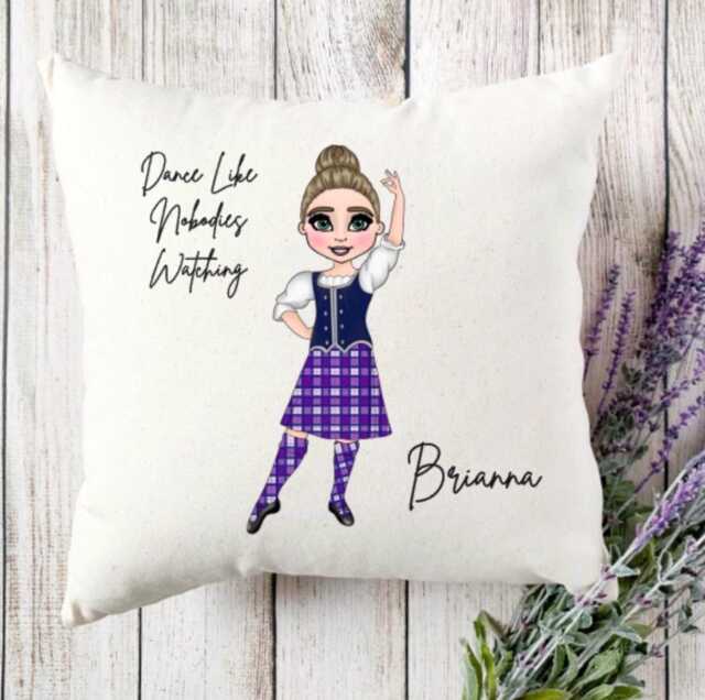Personalized Highland Dancer Cushion Scottish Dancing Gift, Pillow, Gift For Her - image 1
