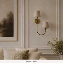 Aged Brass Plug in Wall Sconce Pair, Vintage Lamp, Retro Ambient Lighting - thumbnail 4