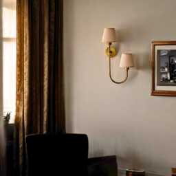 Aged Brass Plug in Wall Sconce Pair, Vintage Lamp, Retro Ambient Lighting - thumbnail 1
