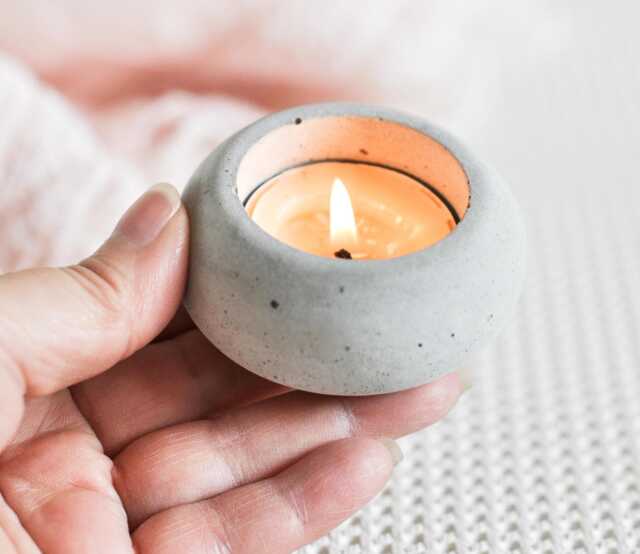 Soft Glow Concrete Candle Holder - Minimalist Home Accent For Calm Evenings Handmade Cement Tea Light - image 1