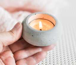 Soft Glow Concrete Candle Holder - Minimalist Home Accent For Calm Evenings Handmade Cement Tea Light - thumbnail 1