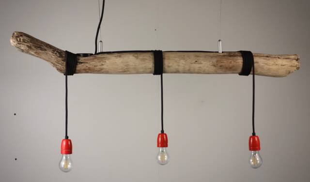 Hanging Lamp With Porcelain Sockets, Driftwood, Driftwood - image 1