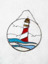 stained Glass Suncatcher Lighthouse. Window Wall Hangings. Beacon Blue Home House Decor. Decorations Pike. Sun Catcher - thumbnail 1