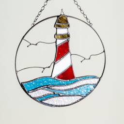 stained Glass Suncatcher Lighthouse. Window Wall Hangings. Beacon Blue Home House Decor. Decorations Pike. Sun Catcher - thumbnail 2