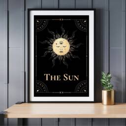 The Sun Tarot Print, Celestial Wall Art, Moon, Witch, Gothic Home Decor, Aesthetic Room, Astrology, Spiritual Prints UK A5, A4 A3 - thumbnail 2