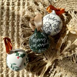 Hand Painted Personalised Christmas Bauble, Custom Name Newlyweds First Christmas, Gift - thumbnail 2