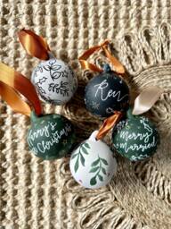Hand Painted Personalised Christmas Bauble, Custom Name Newlyweds First Christmas, Gift - thumbnail 1