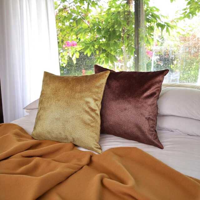Velvet Satin Pillow Cover Camel & Brown, Scandinavian Style - image 1