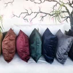 Velvet Satin Pillow Cover Camel & Brown, Scandinavian Style - thumbnail 4