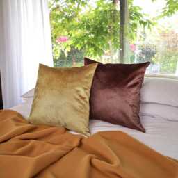 Velvet Satin Pillow Cover Camel & Brown, Scandinavian Style