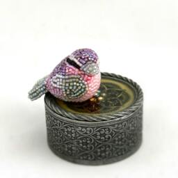Pink Songbird Beaded Miniature Bird Figurine - thumbnail 2