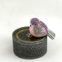 Pink Songbird Beaded Miniature Bird Figurine - thumbnail 4