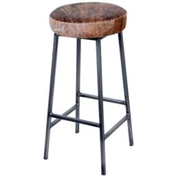 Plwmpty Jeckel Natural Cowhide Stool - Kitchen Island Handcrafted Leather Bar Stool - thumbnail 3