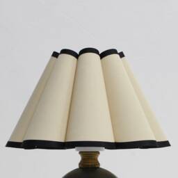 Handmade Khaki Pleated Lampshade With Black Edges-9# - thumbnail 1