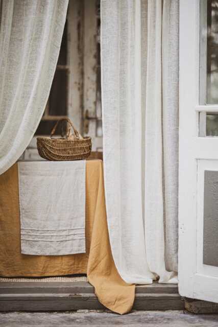 Sheer White Linen Curtains Tab Top, Soft Washed Drapes - image 1