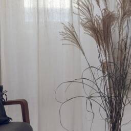 Sheer White Linen Curtains Tab Top, Soft Washed Drapes - thumbnail 3