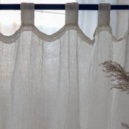 Sheer White Linen Curtains Tab Top, Soft Washed Drapes - thumbnail 2